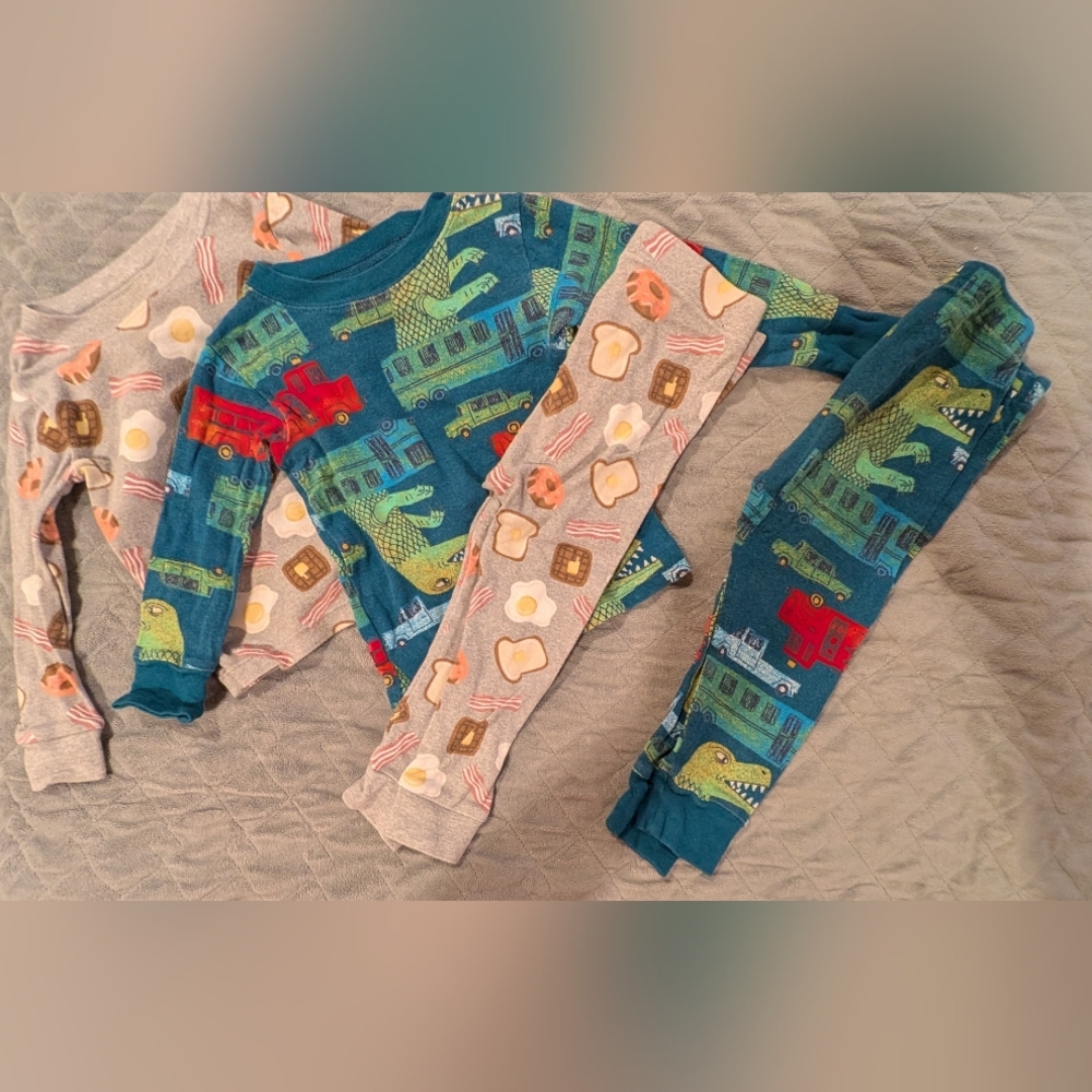 18M Colorful Dinosaur and Breakfast Print Pajama Set